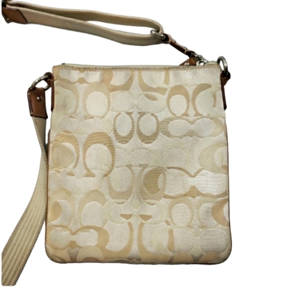 Coach Swing Pack Yellow Canvas Leather Messenger Crossbody Purse #41256 - Picture 9 of 10